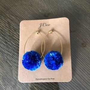 J crew royal blue Pom Pom earrings